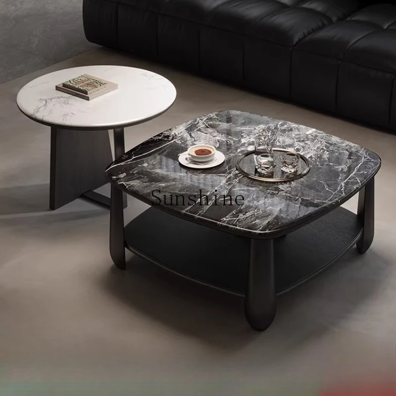 Italian minimalist microcrystalline stone square coffee table living room small apartment household simple coffee table
