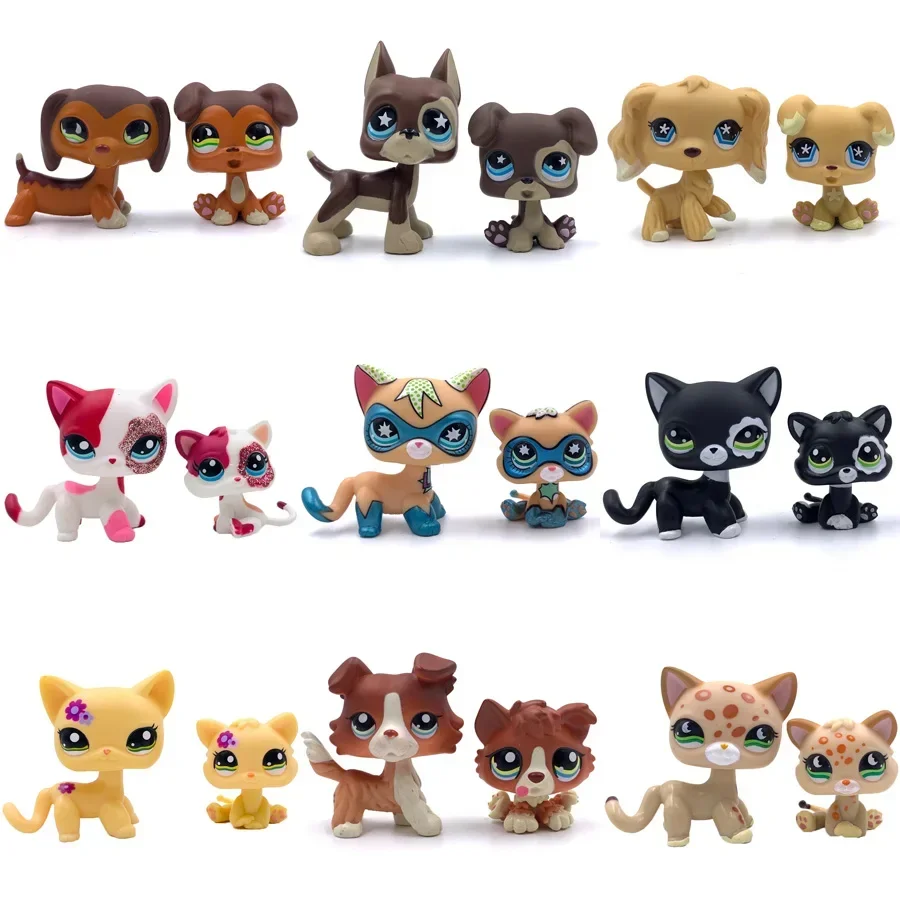 Rare Animal littlest pet shop toy Cute kitten Stands Dog Dachshund Collie Cocker Spaniel Great Dane Old Bobble head toy lps