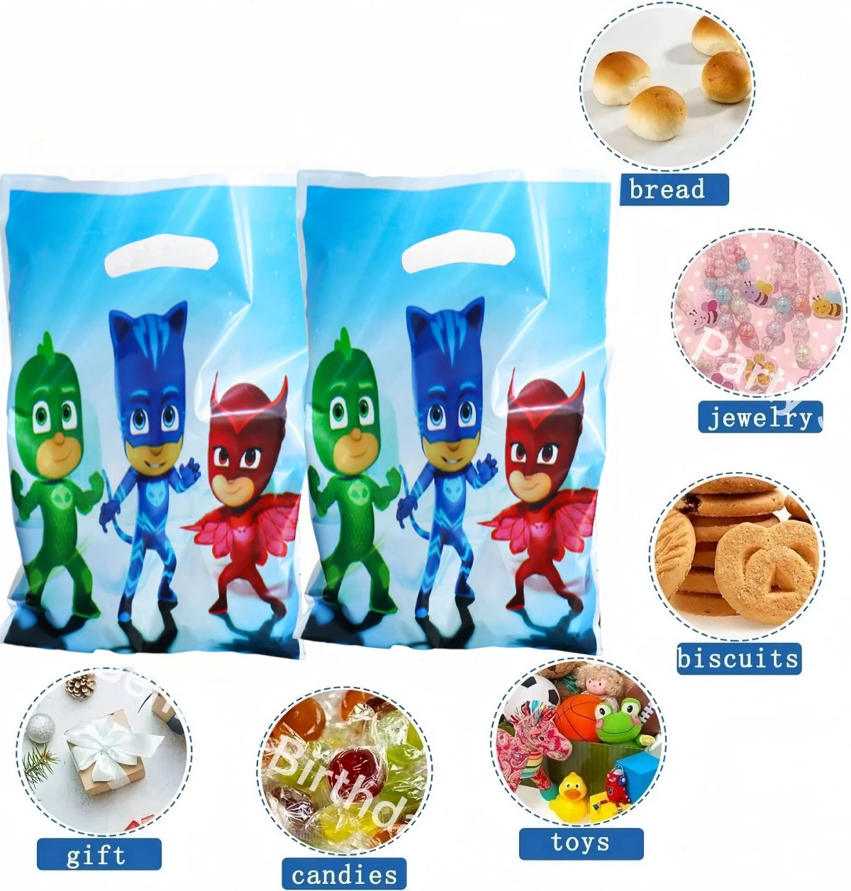 PJ Masks-bolsas de regalo para Decoración de cumpleaños, PJ Mask, Connor Goody, paquete de galletas, bolsa de dulces Amaya, Baby Shower, suministros de fiesta de regalo para niños