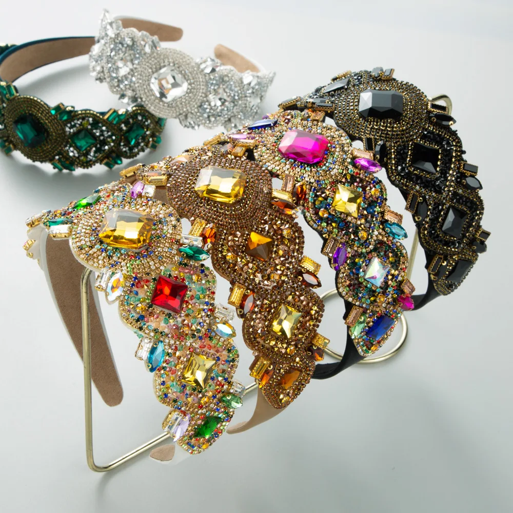 

Shiny Full Rhinestone Headbands Luxury Crystal Designer Hairbands Non-slip Bezel Hoop Bands Korean Hair Accessories For Women