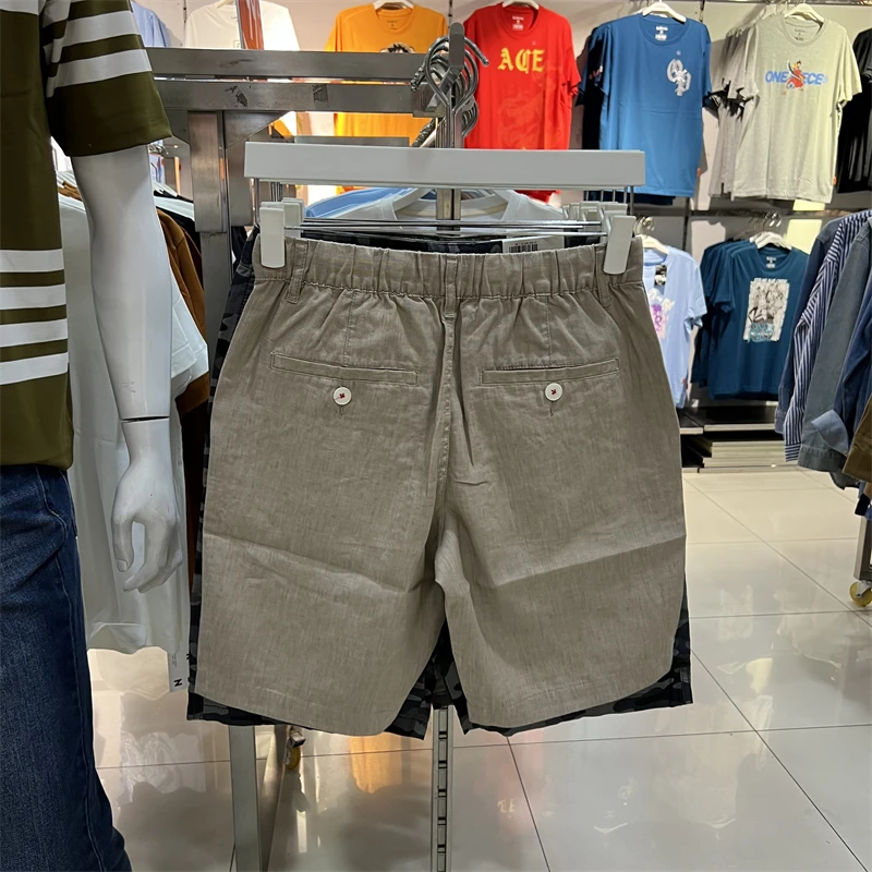 Bal masculino verão novo linho orts respirável fino cinco pontos calças de praia perna reta casual lazer orts 880033