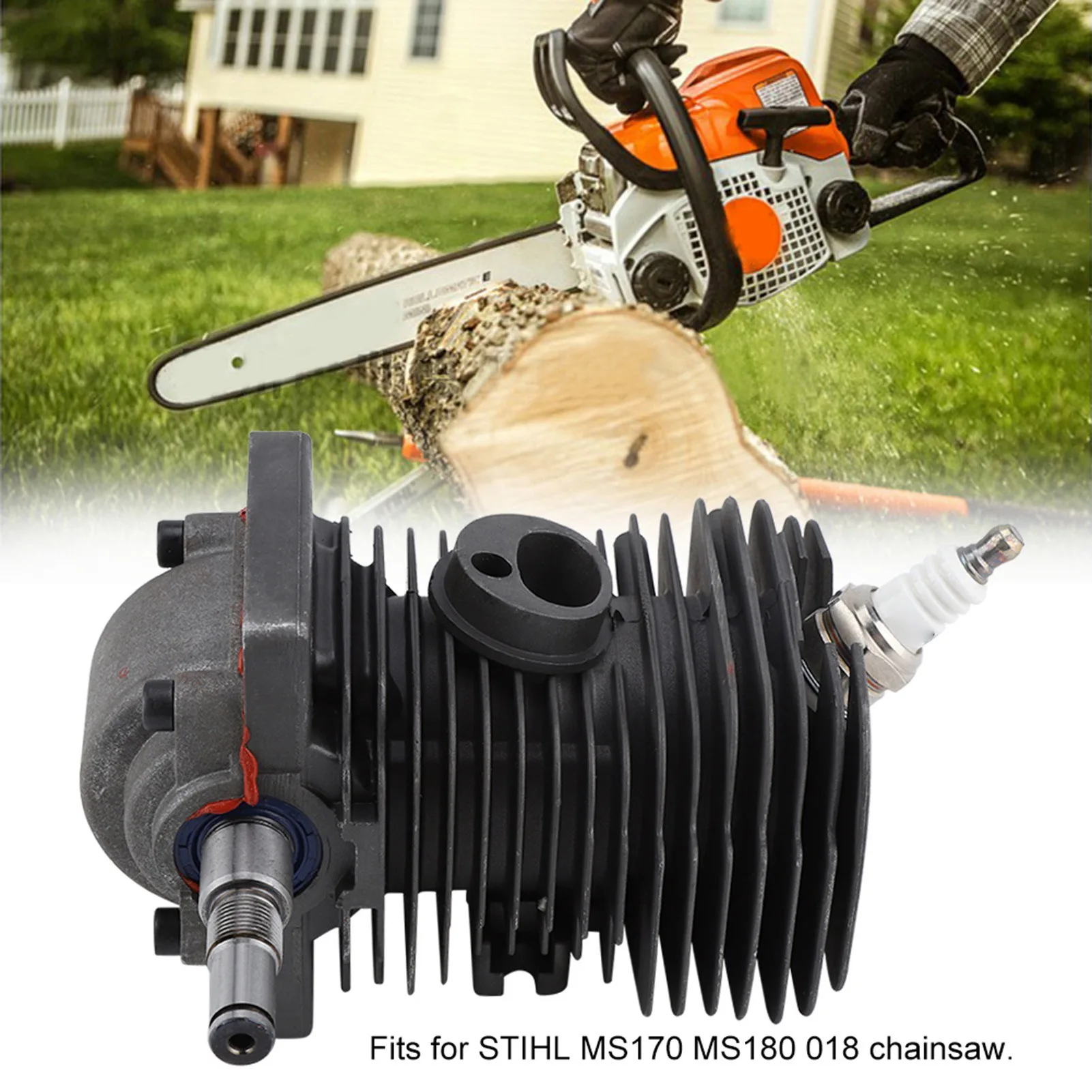 Engine Motor Cylinder Engine Motor 38MM Cylinder Piston Crankshaft for STIHL MS180 018 Chainsaw Engine Motor Cylinder Piston