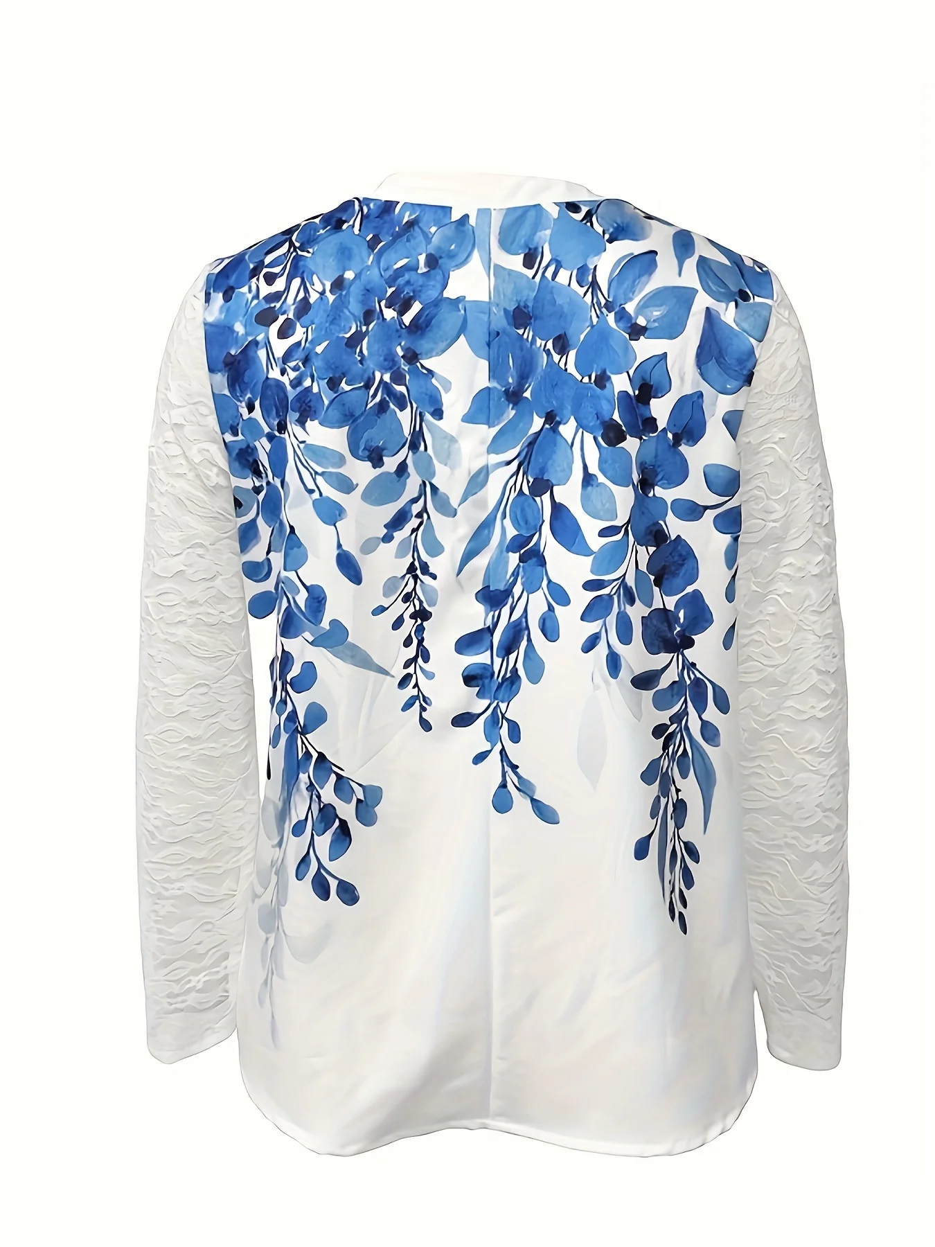 Elegant Floral Printed Blouses Shirts Casual V Neck Full Longf Lace Sleeve Shirt Ladies Button Up Blouses Top