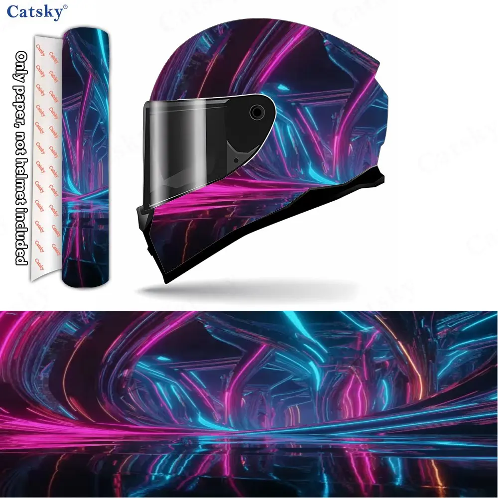 

Neon Lines Motorcycle Helmet Sticker-made Of Durable PVC Material,Racing Style Decorative Stickers,Scratch Resistant And Wear-re