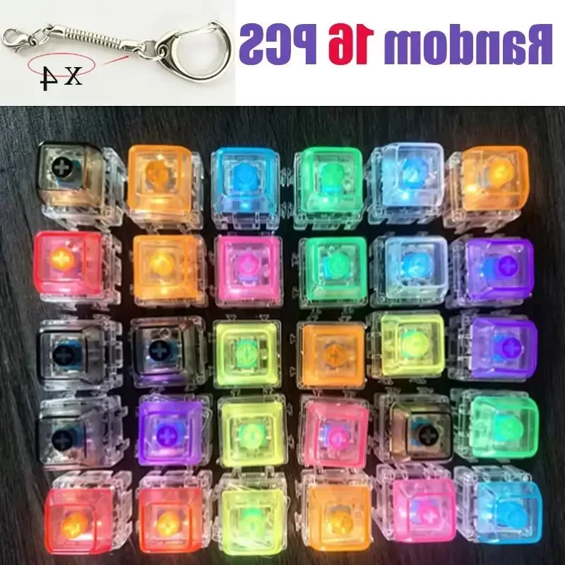 ^*ED free assembly keyboard keychain Fidget toy crystal clicker sensory toy stress relief keyboard keychain adult children's toy