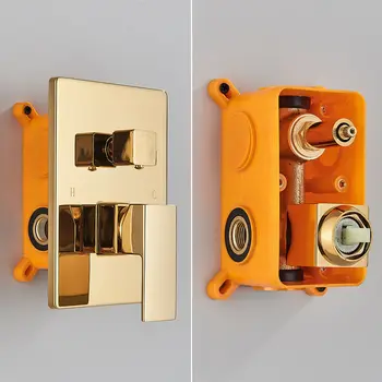 Sada baterií Golden Shower 2cestný sprchový systém Dešťová sprcha Nástěnná sprchová hlavice Koupelnová baterie Sprchové baterie Podomítkové 10 nejlepší prodej sanitární keramika s kohoutkem - №5