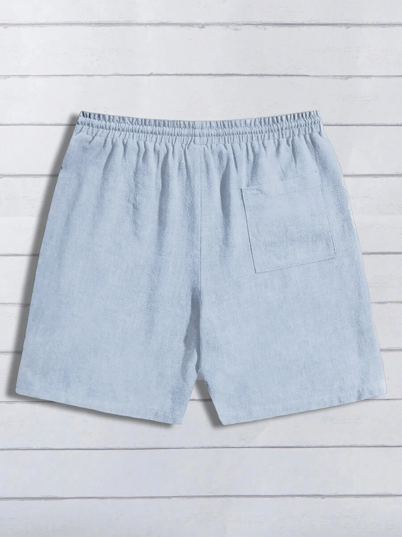 Mens Lightweight Linen Casual Shorts Elastic Waist Drawstring Design Side Pocket Daily Holiday Loose Short Pants