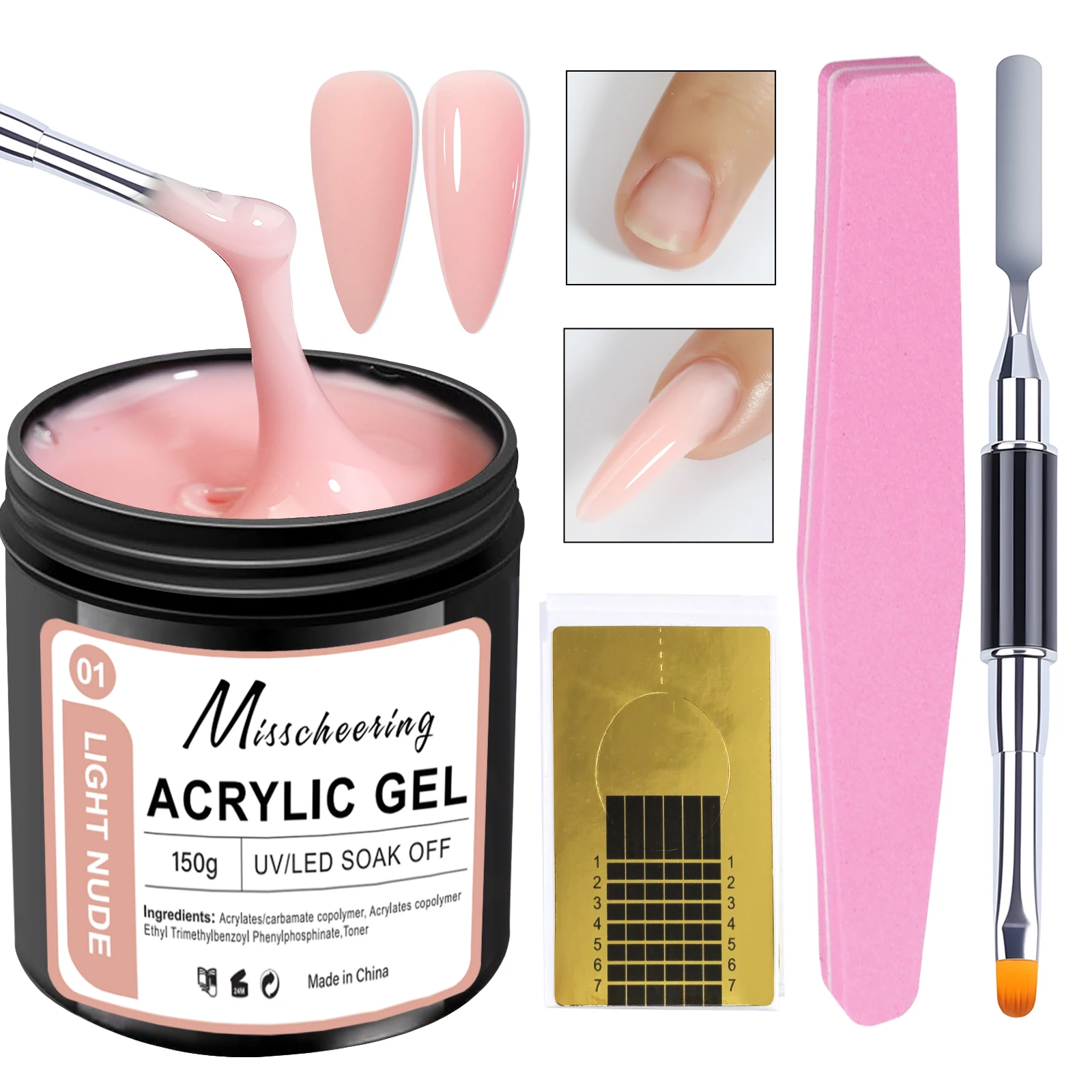 

4pcs/set 150g Bulk Light Nude Nail Extension Gel Acrylic Semi-Permanent UV/LED Gel Varnish Suitable for DIY Design Nail Art