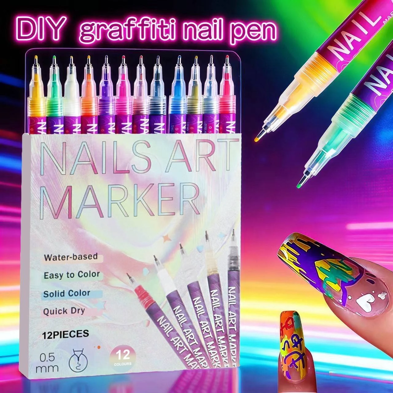 

DIY Nail Art Painting Pen, Nail Art Doodle Pen, Bright Colors, Easy To Use, Suitable Various Occasions Born Pretty Nails Polish