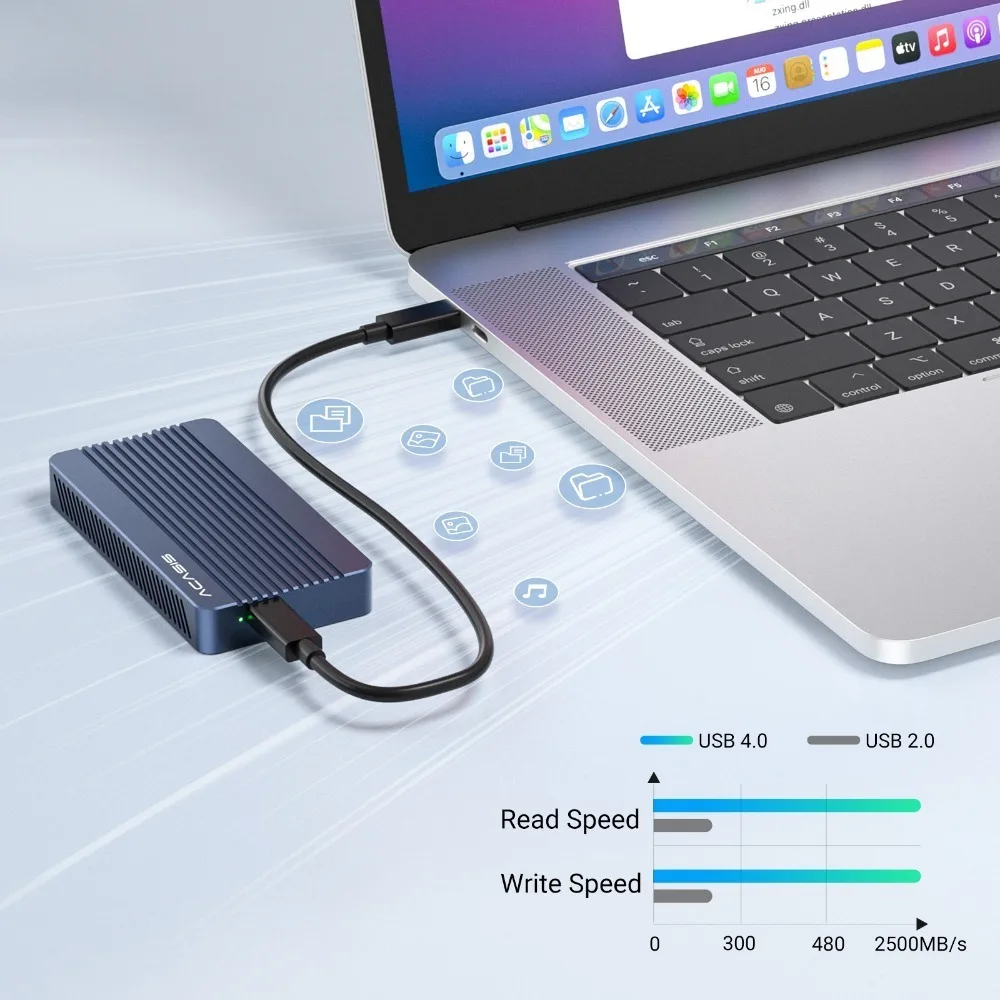 Imagem -02 - Acasis-gabinete Ssd Nvme M.2 Tipo-c Capa para Macbook Pro Usb 4.0 Compatível com Interface Thunderbolt e 40gbps