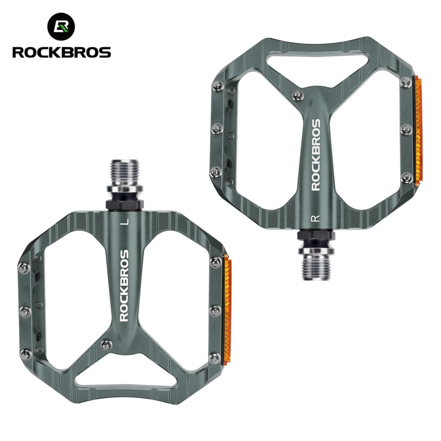 ROCKBROS Fahrradpedale aus Aluminiumlegierung, leicht, rutschfest, reflektierend, mit Kugellager, für Rennrad, MTB, Faltrad