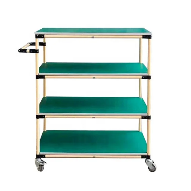 Workshop Trolley Utility Storage Rolling Carts Lean Tube Anti-Static Trolley Hardware Tool Trolley