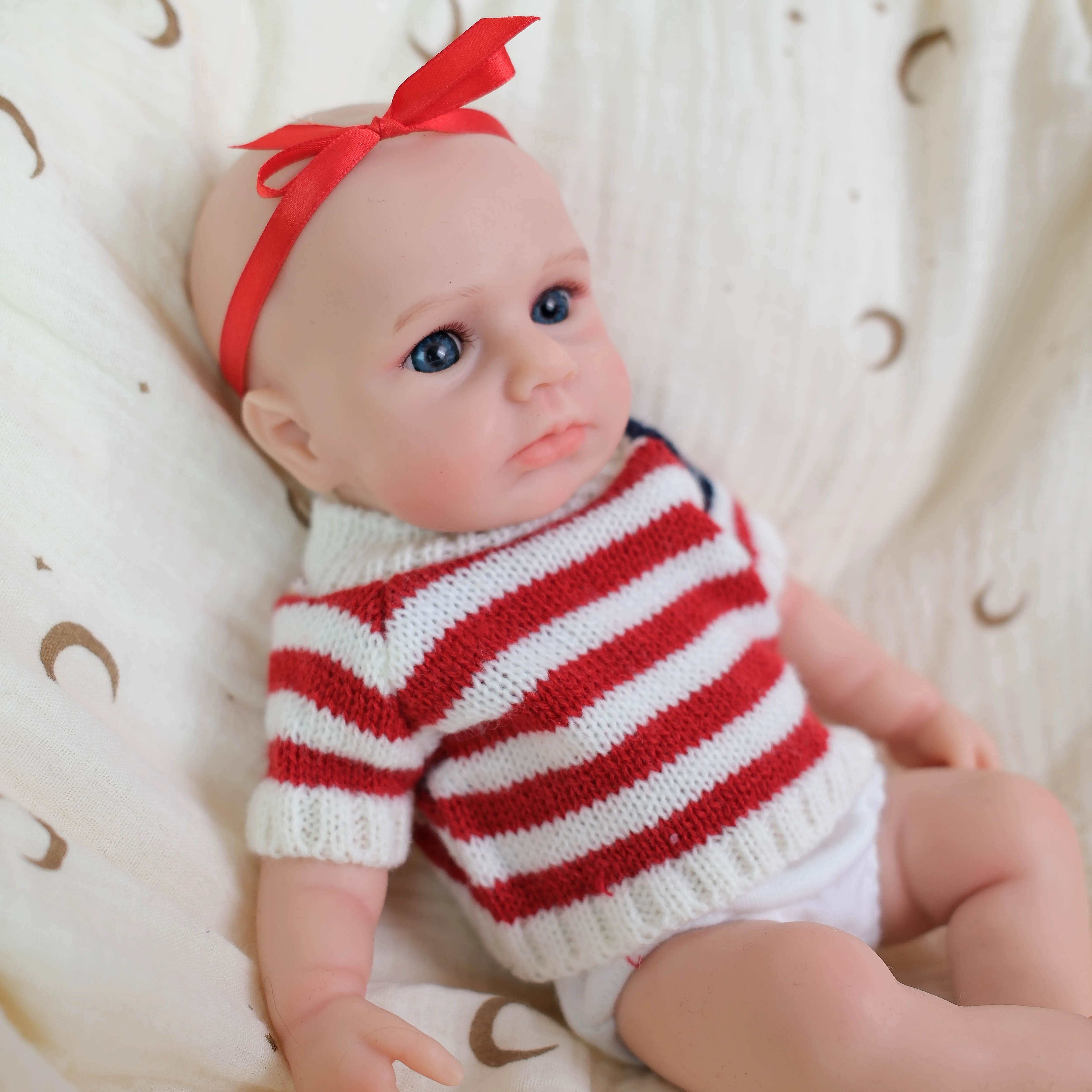 12inch Loulou Awake Mouth Can Open Mini Cute Super Soft Solid Platinum silicone Flexible Elastic Lifelike Reborn Doll
