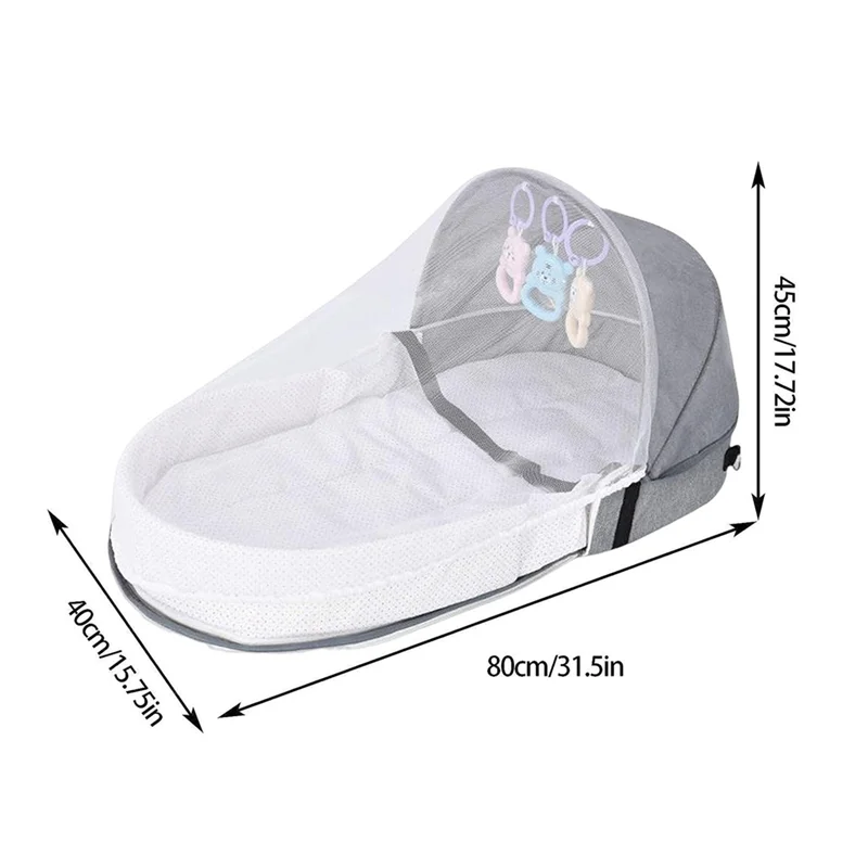 ABXF-Baby Bed With Net And Awning Nest Portable Folding Crib For Camping Infant Bed Bassinet For Baby