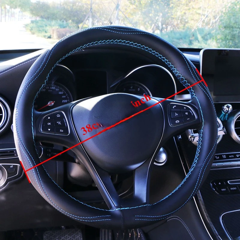 DIY Car Steering Wheel Covers 38cm Breathable Fiber Leather braid on the Steering-Wheel Cover Interior accessories