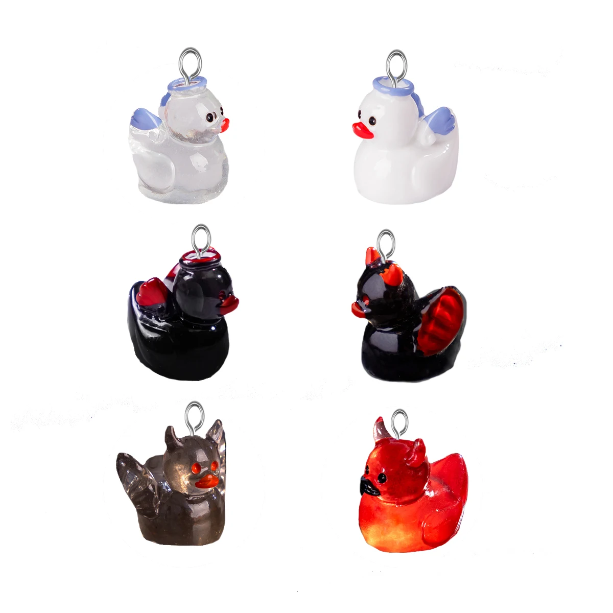 6PCS cute angel duck and devil duck DIY accessories for jewelry pendant