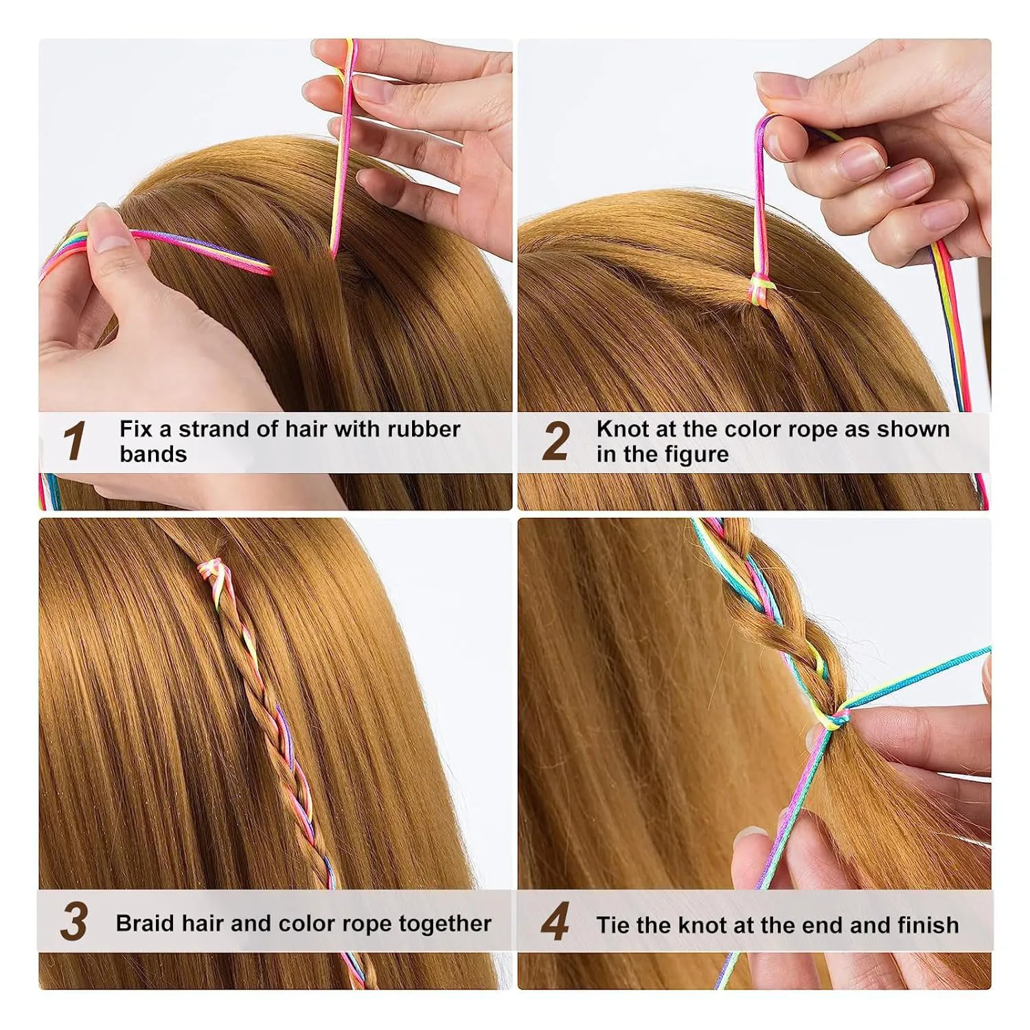30 Pcs Colorful Hair Wrap String For Braids, Multi Rainbow Braiding Hair Tie, Girls Braids Hair Styling Accessories