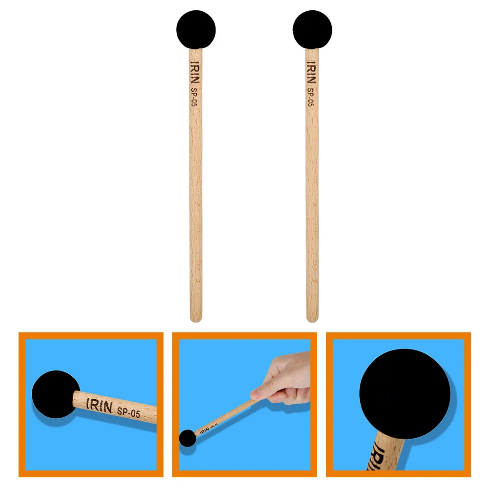 2 Pcs Singing Bowl Mallet Drum Rods Percussion Instrument Stick Sticks Mallets Rubber Child