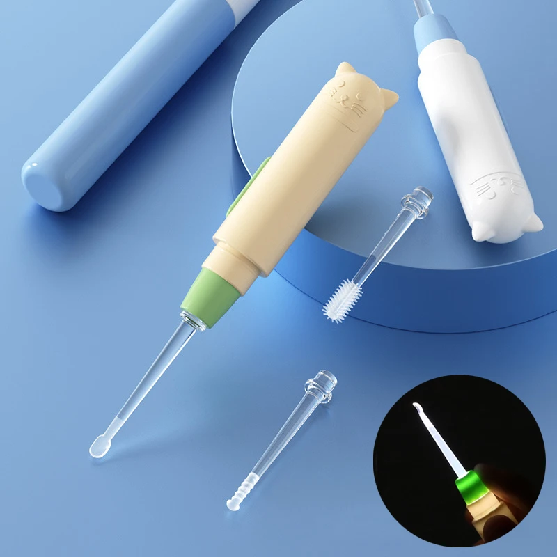 الأطفال خاص مضيئة الأذن ملعقة الطفل الأذن تنظيف شمع الأذن سيليكون لينة رئيس EarHead الأذن الرعاية الأذن ثقب ملعقة مع الضوء #1