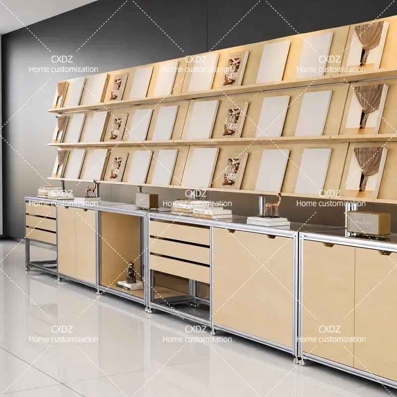 Birch Ocean Plate Aluminum Profile Display Cabinet Simple Modern Sample Rack Hole Plate Storage Container Showcase