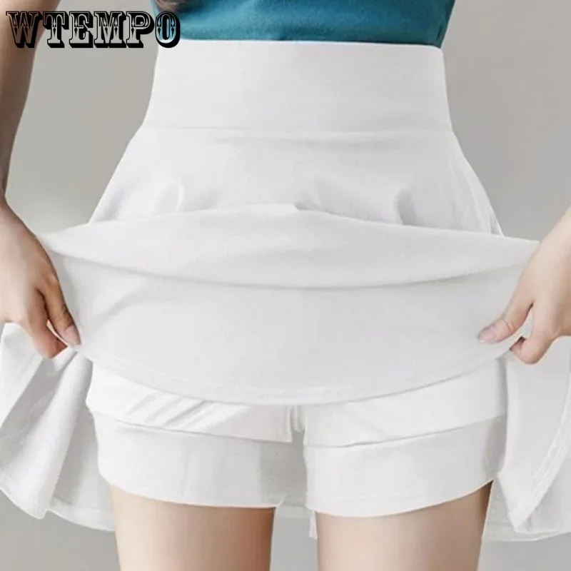 WTEMPO Fashion High Waist Pleated Skirt Women Korean Elegant College Style Mini Skirt Ladies Autumn Winter Thick A-line Skirts