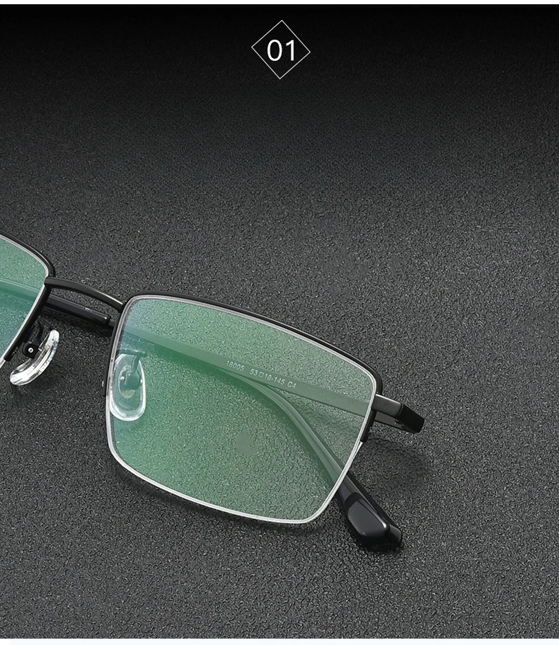 Yimaruili ultraleichte Business-Mode Titan legierung Brillen kleine quadratische Retro optische Rezept Halb rahmen Brille Männer – Detail 4