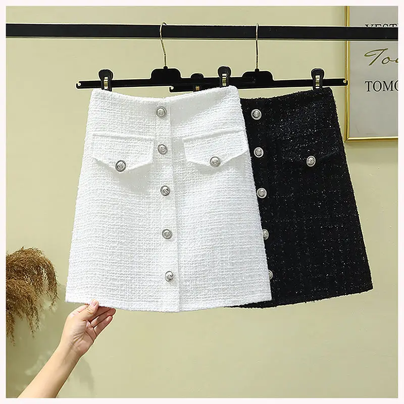 

Ele iny Silk Woolen f-length Skirt for Women Versatile Button-down ort Skirt Winter New Sle Anti-exposure Small ...