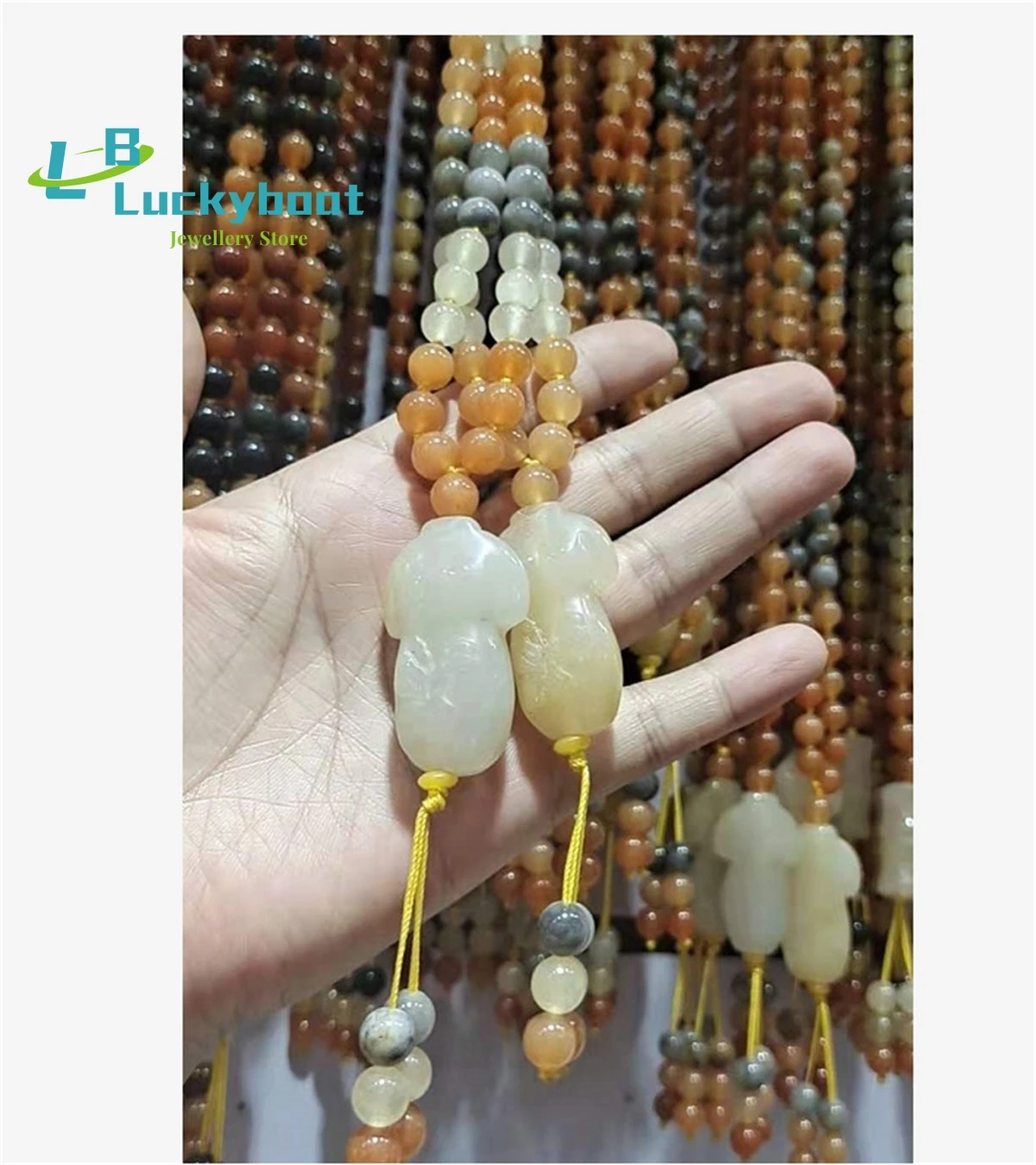 Wholesale Xinjiang Natural Gold Silk Jade  Qipao Sweater Chain as a Gift for Family and Friends Charm Jewelry Fashion Women's