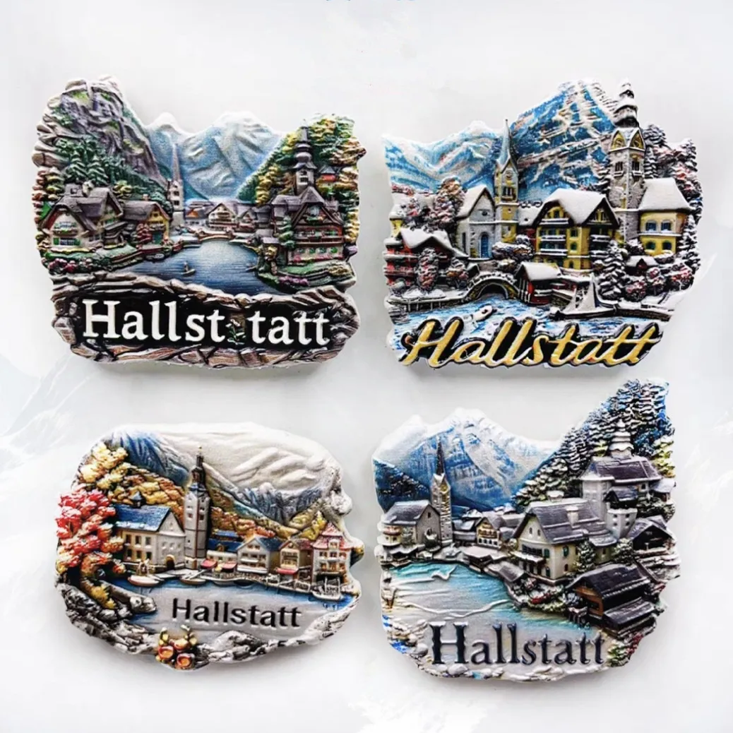 

Europe Austria Hallsttatt Resin 3D Fridge Magnets Tourism Souvenir Refrigerator Sticker Handicraft Gift Decoration