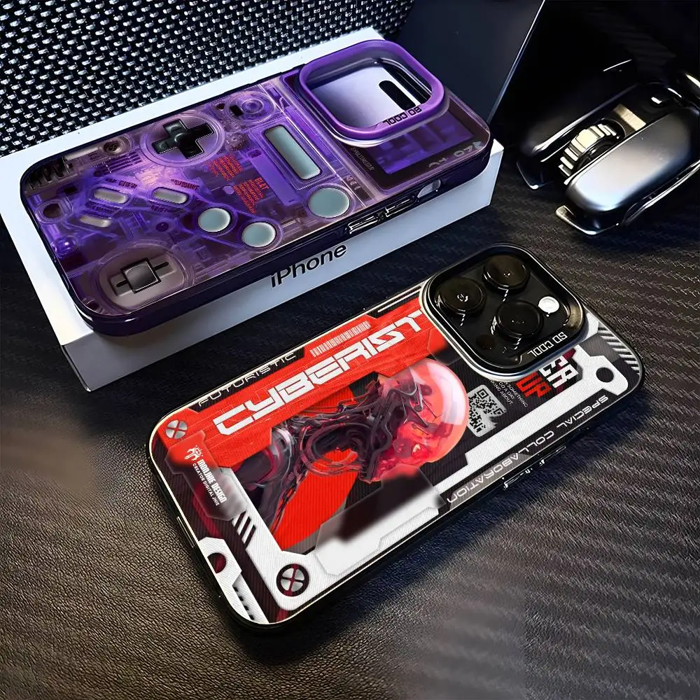 

Mechanical feel Phone Case For iPhone 16,15,14,13,12,11,Mini,Pro,MAX Black Matte Shockproof Cover