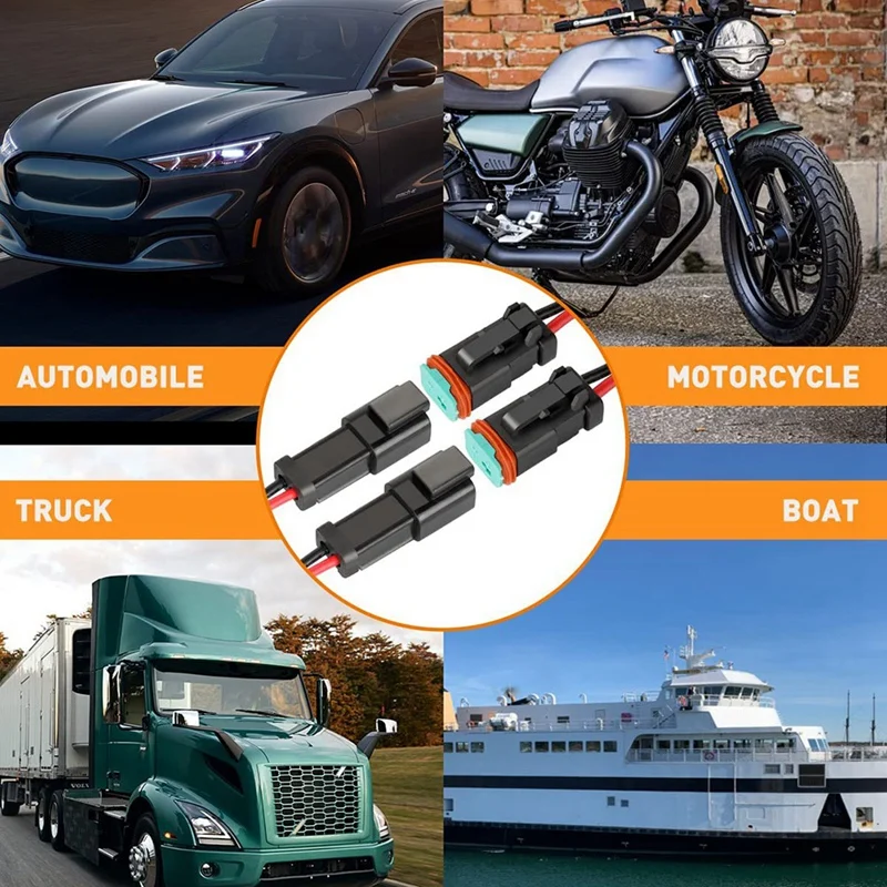 Dt防水自動車電気コネクタ、オスおよびメスのワイヤーコネクタ、車とボート、16 awg、2ピン