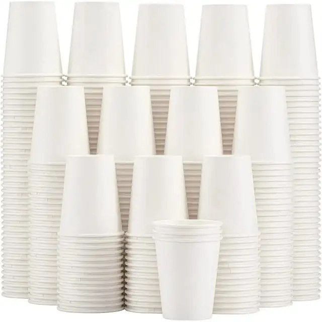 8 oz White Paper Cups, Disposable Paper Cups, Heavyduty Hot / Cold Beverage Drinking Cups for Picnic, BBQ, Travel, and Event