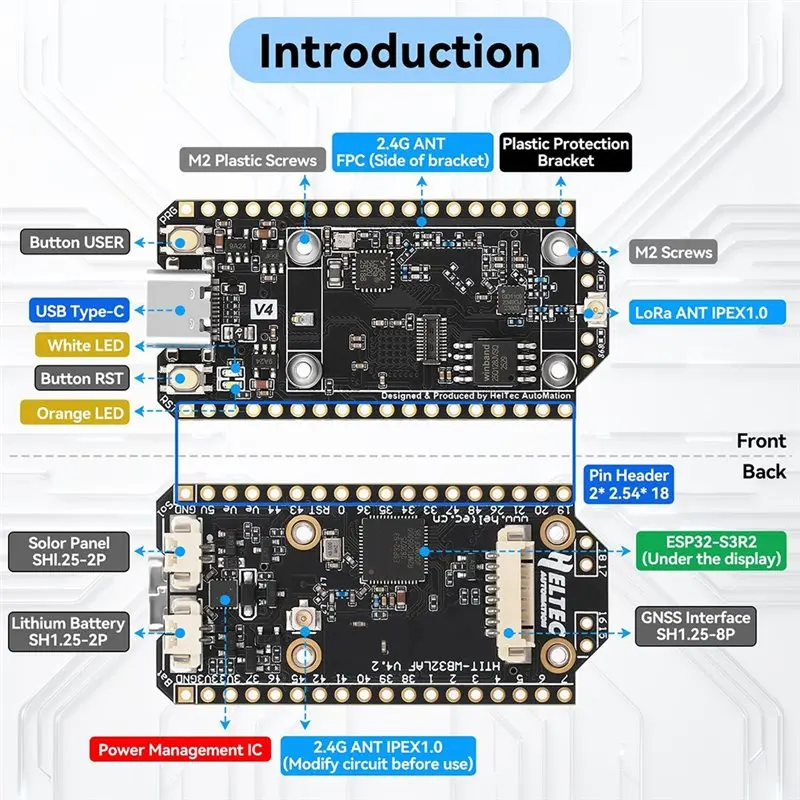 CABE-Lora 32 V4 ESP32 SX1262 لوحة تطوير شبكية تعمل بالطاقة الشمسية شبكة نظام تحديد المواقع واي فاي لورا بليه وحدة طاقة منخفضة #3