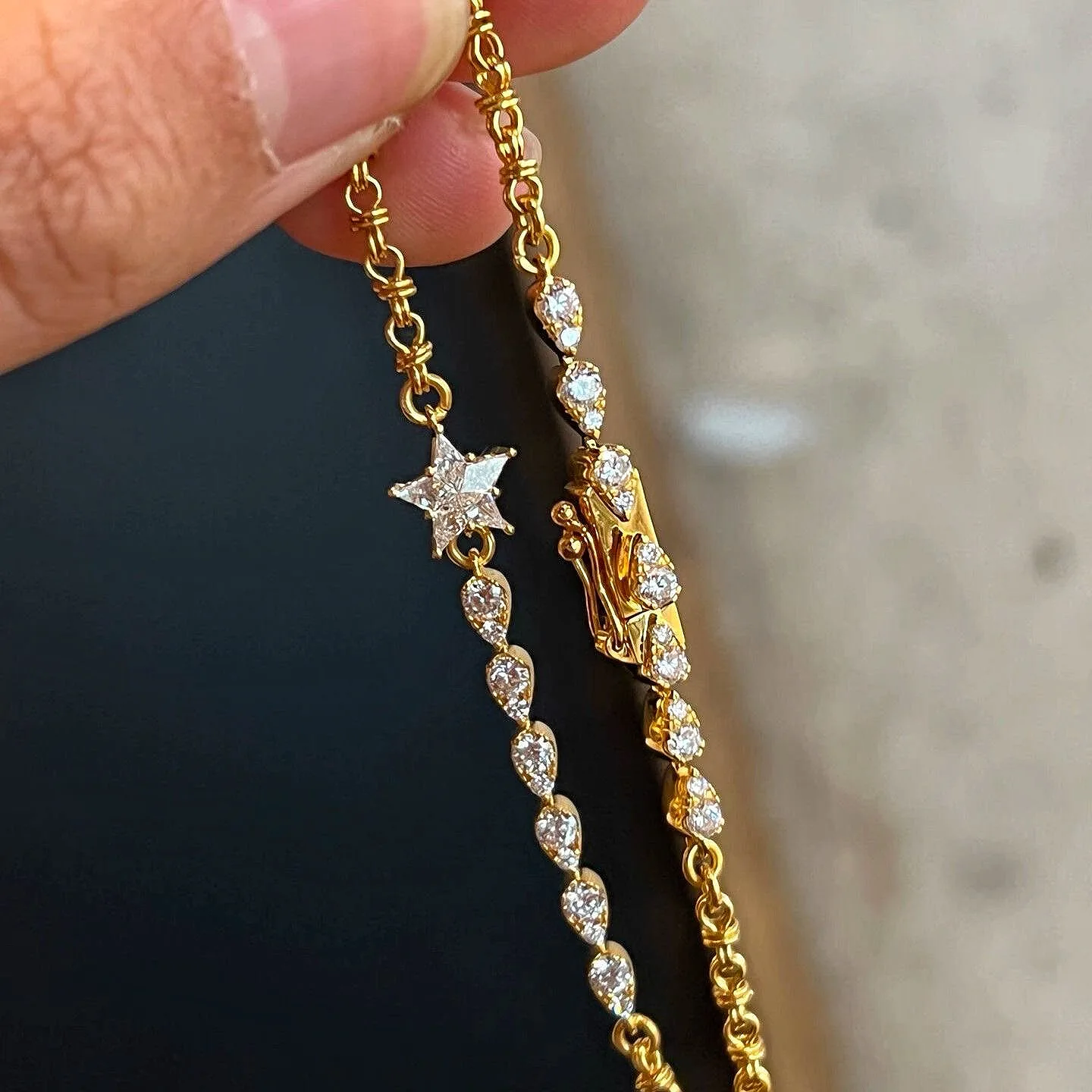 Mylux Jewelry 999 24K real gold star four-pointed star bracelet for women ins full diamond fashion versatile bracelet temperamen