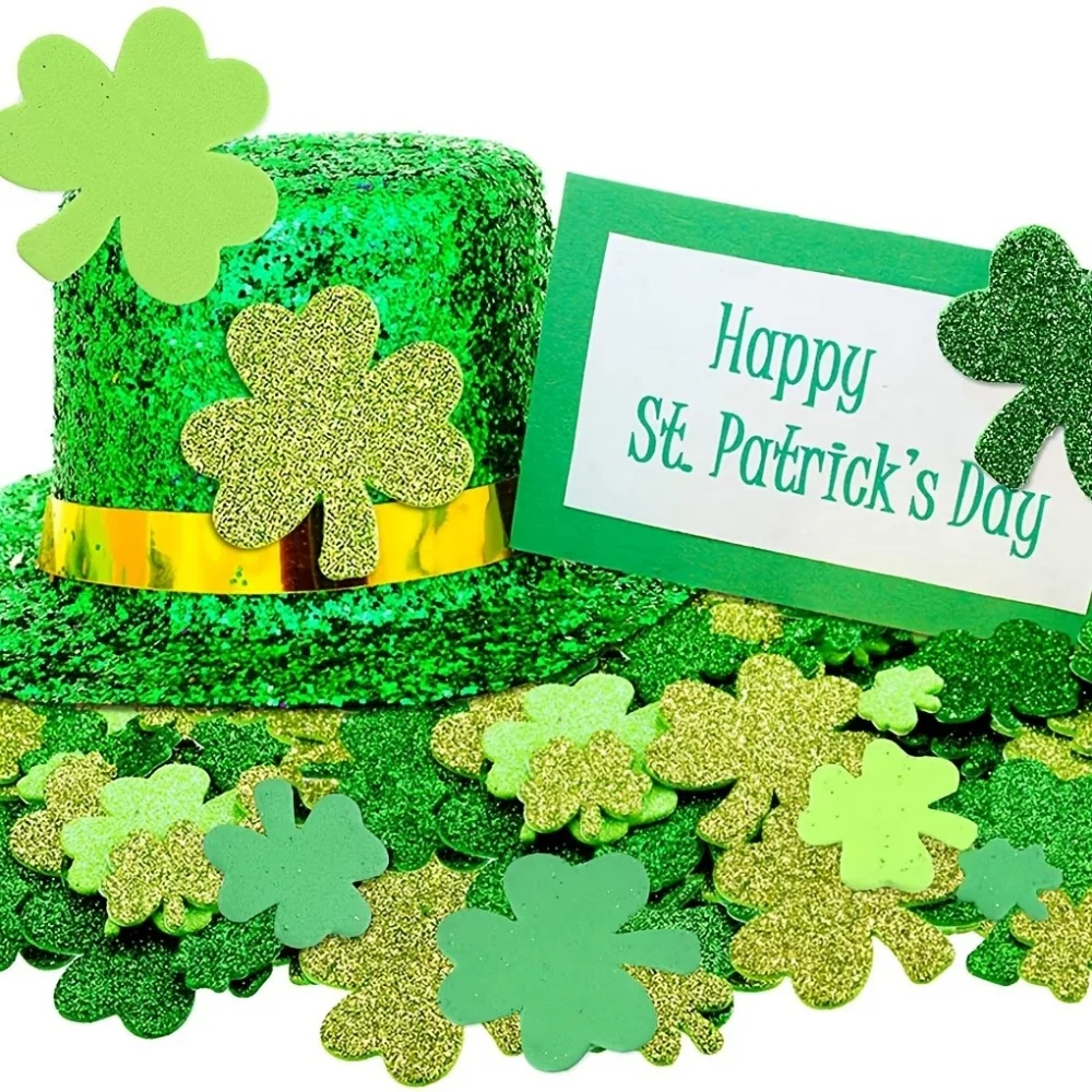 2 Packs of 158 St. Patrick's Day Green Clover Confetti, Irish-Themed Party Table Decorations, Ideal for Holiday Celebrations