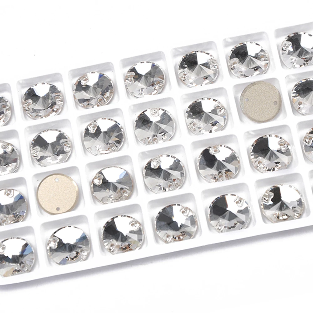 YANRUO 3200 Rivoli Crystal Clear Sew on Rhinestones White Sewing On Round Crystals for Needlework Accessories