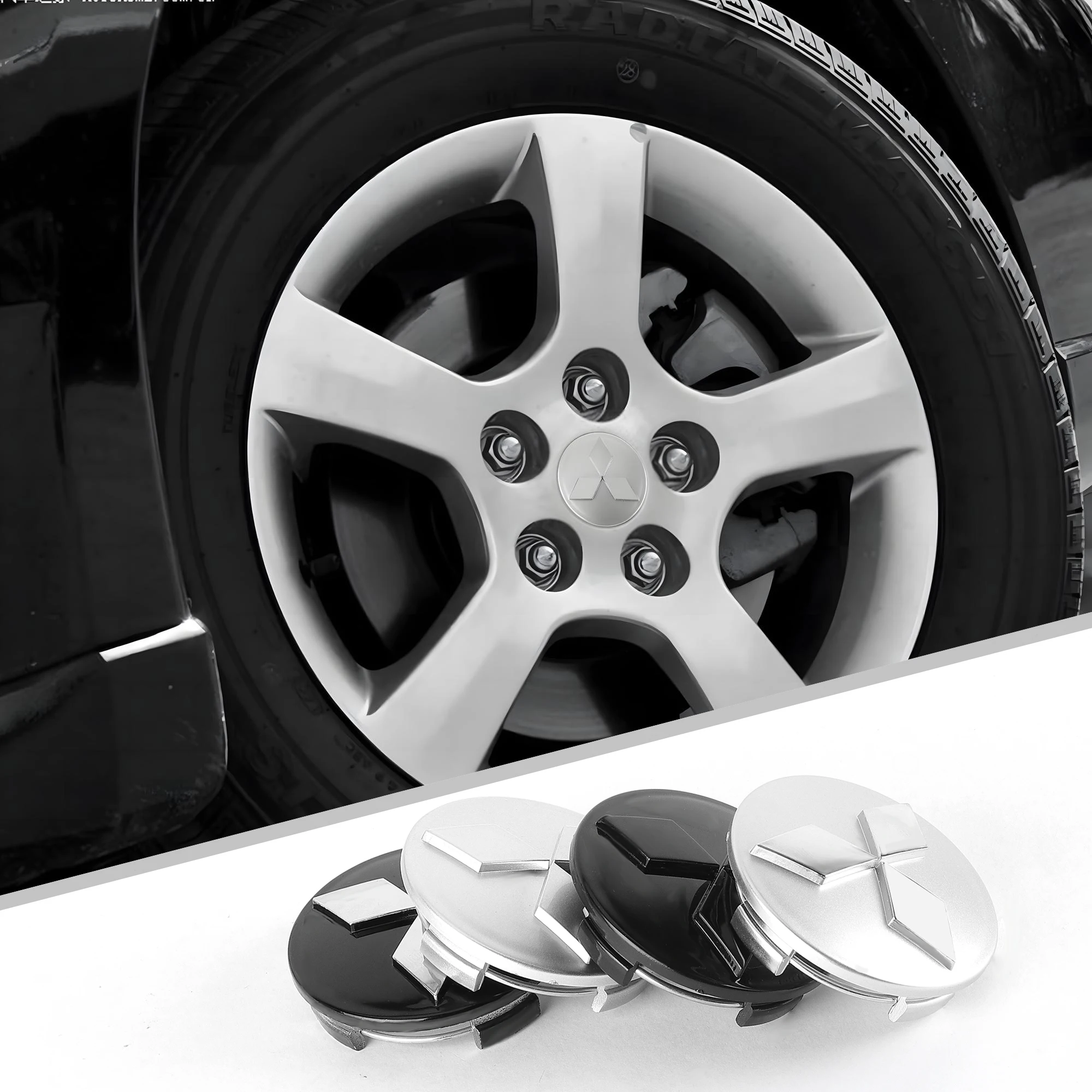 4 قطعة سيارة الإطارات مركز محور شعار قبعات يغطي اكسسوارات السيارات لميتسوبيشي Ralliart لانسر EX أوتلاندر ASX المنافسة ميراج