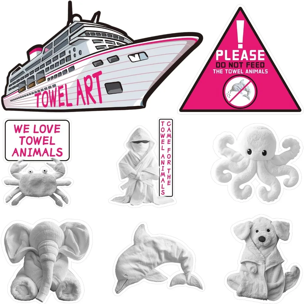 8-Piece Set of Animal Cruise Ship Door Magnet Decals—Fun, Oversized Carnival Cabin Door Decor Magnets