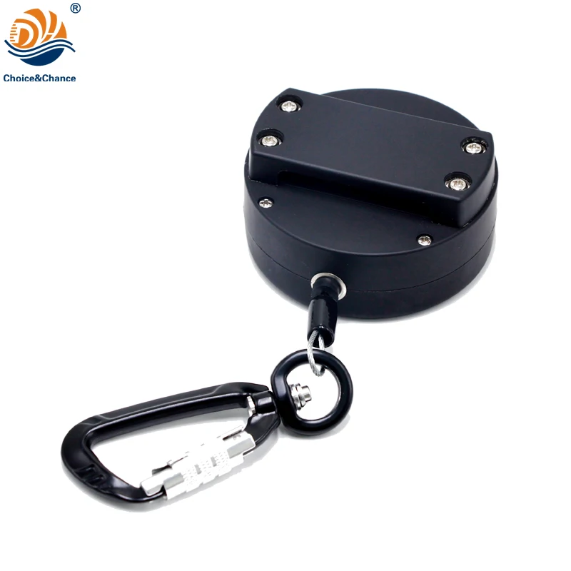 DYH PA66 Material 1.25M Retractable Tool Lanyard with Carabiner Mount Black for Drop Prevention