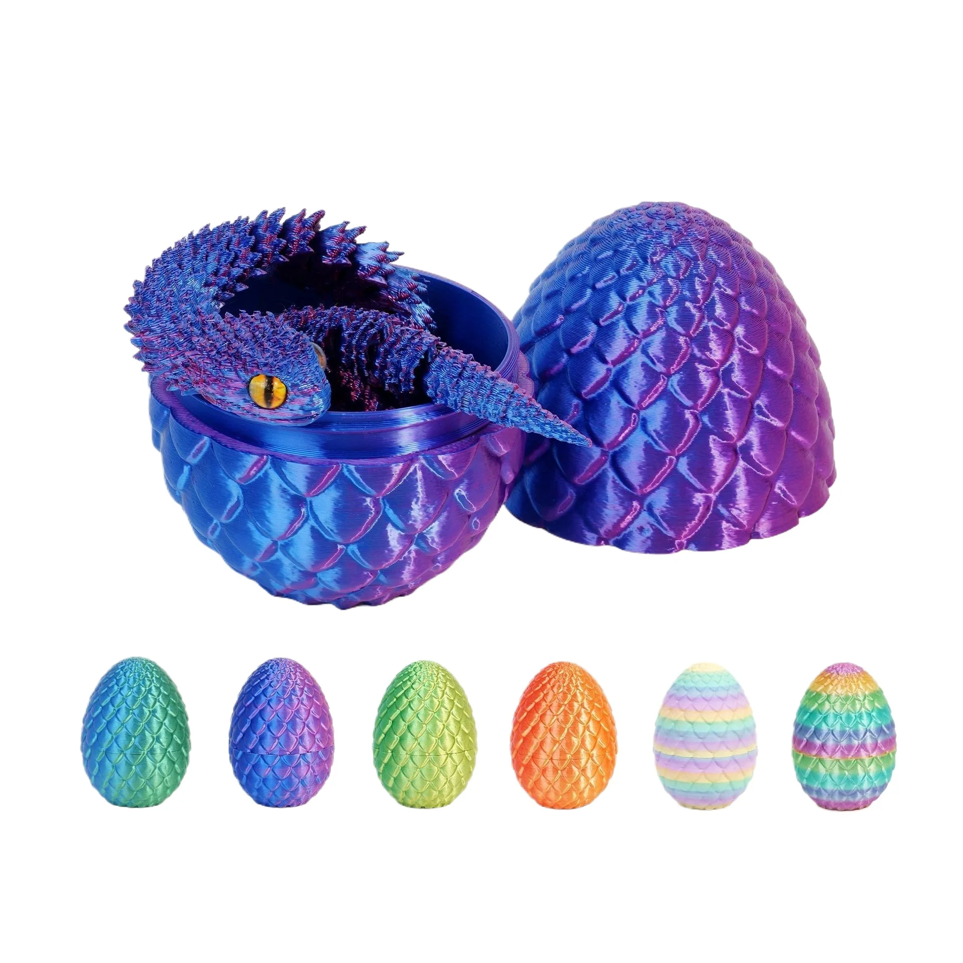 3D Printed Viper Snake Model with Dragon Egg Set 30cm Multi Joint Easter Gift for Kids Animal Decor