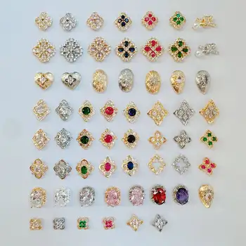 10件式奢華花朵十字心形橢圓星形美甲配件鋯石水晶美甲飾品裝飾吊墜 10 最佳銷售 釘十字架吊墜 - №7