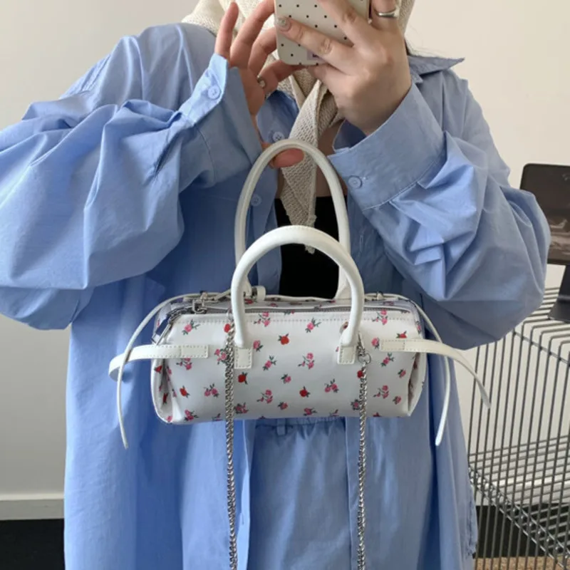 

Women Satin Floral Foreskin Buckle Design Shoulder Bag Multiple Styles Multiple Styles Small Capacity Street Trend Crossbody Bag