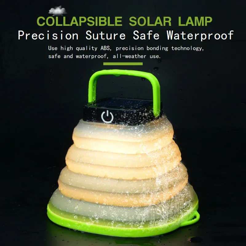 Imagem -02 - Portátil Led Camping Lamp Solar Recarregável Lanternas Dobráveis Luz de Emergência Impermeável Interior Exterior Reparação Tent Lights