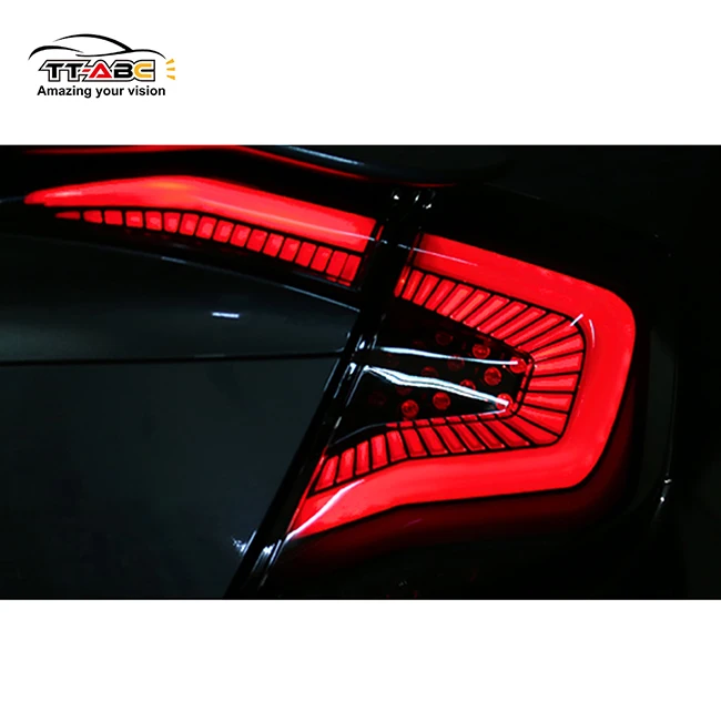 TT-ABC New Style Ready to Ship Full LED Smoked Clear 12V Modified Car Tail Light for Honda Civic 2016-2018