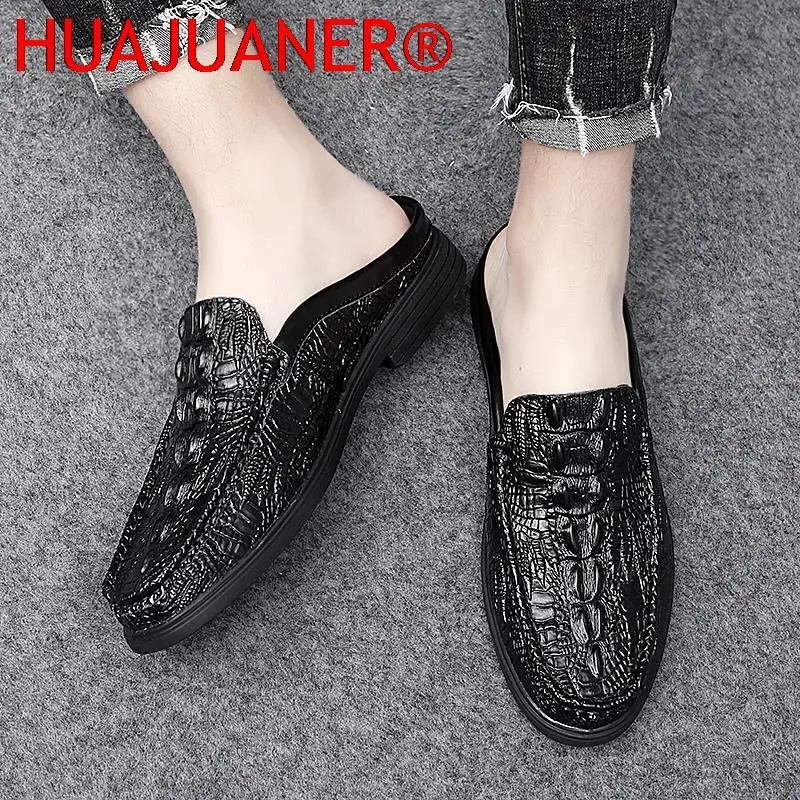 Zapatos de cuero para hombre, calzado informal, mocasín elegante de talla grande, a la moda, color negro, 2023