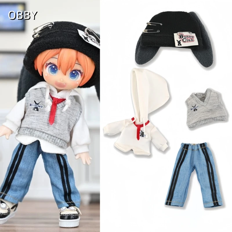 For Obitsu 11 Doll Hoodie Pants 4pcs Set  For OB11 1/12 Gsc Molly YMY UFDOLL BODY 9 Body Doll Cloth NAGI Doll Outfit Clothes