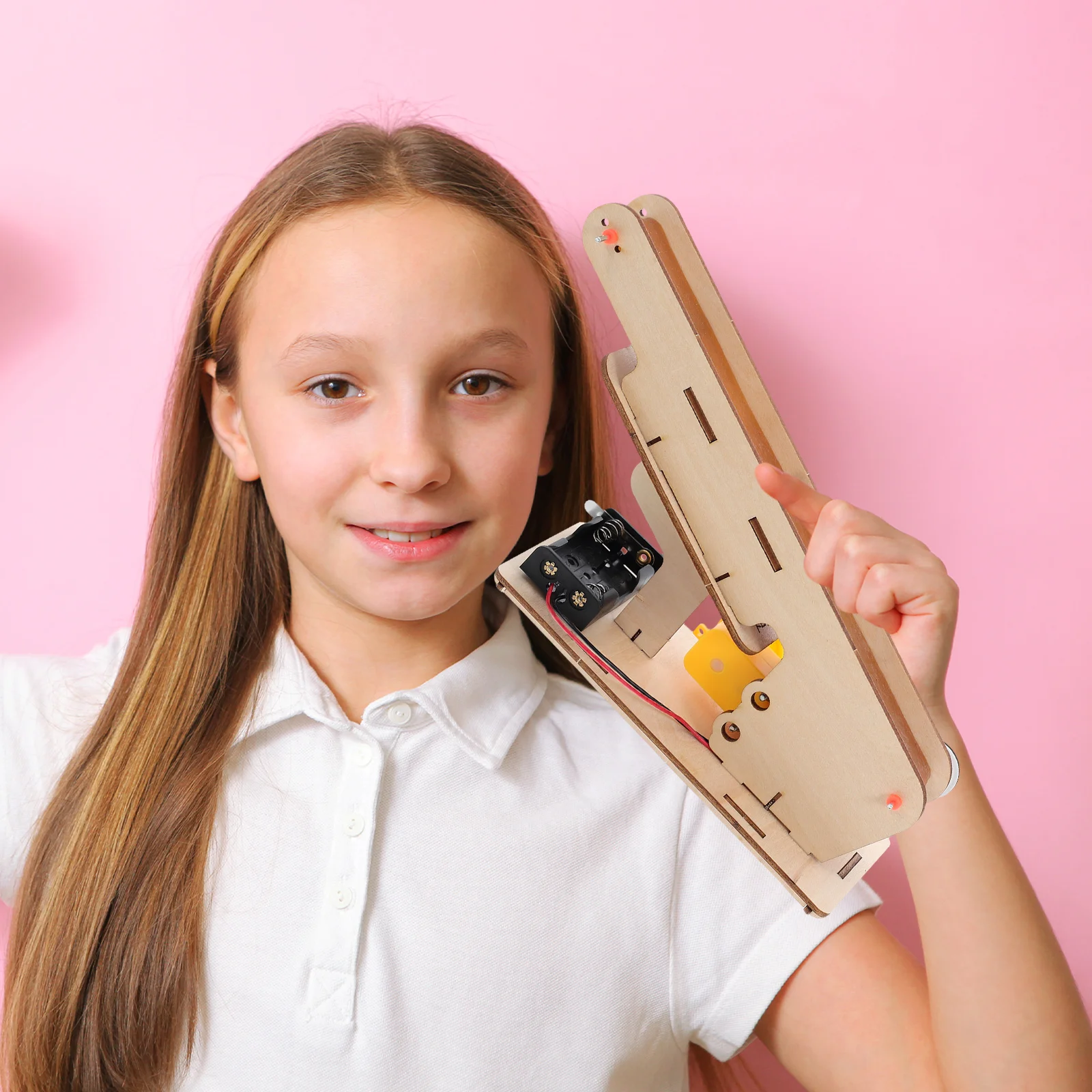 Kit scientifique STEM en bois avec convoyeur électrique pour enfants, expérience de physique DIY, construction en bois, puzzle éducatif 3D