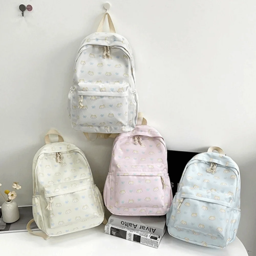 Creative Students School Bags Large Capacity Cute Cartoon Shoulder Bag Zipper Closure Breathable Girls' Backpack Outdoor