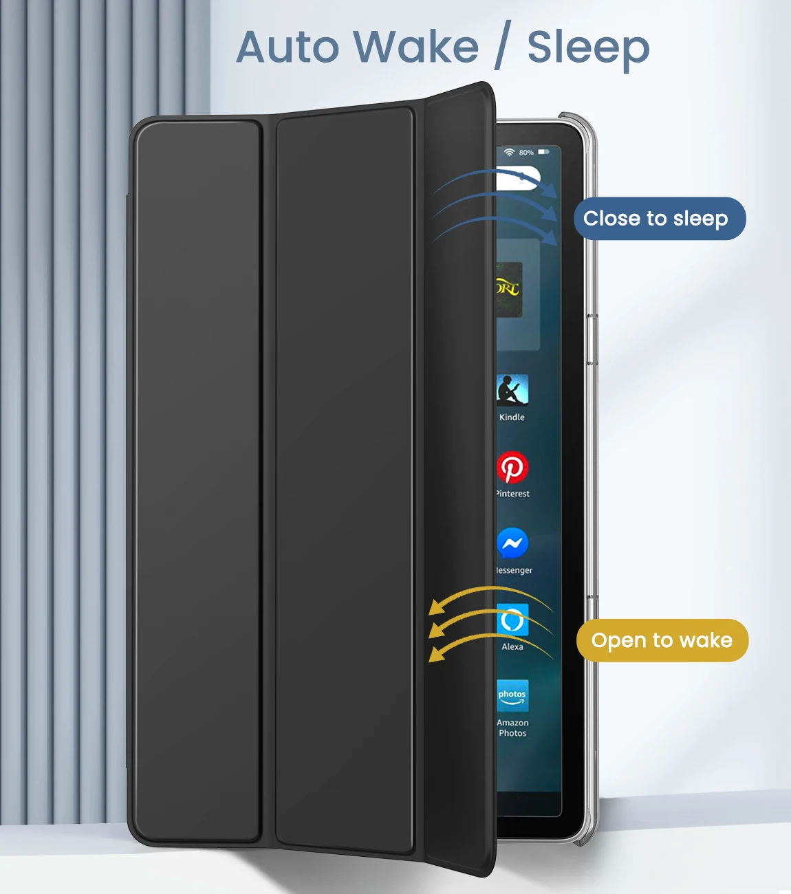 Slim PU Leather Trifold Stand Cover For Amazon Kindle Fire Max 11 Tablet 13th Generation 2023 Release 11"  with Auto Wake Sleep