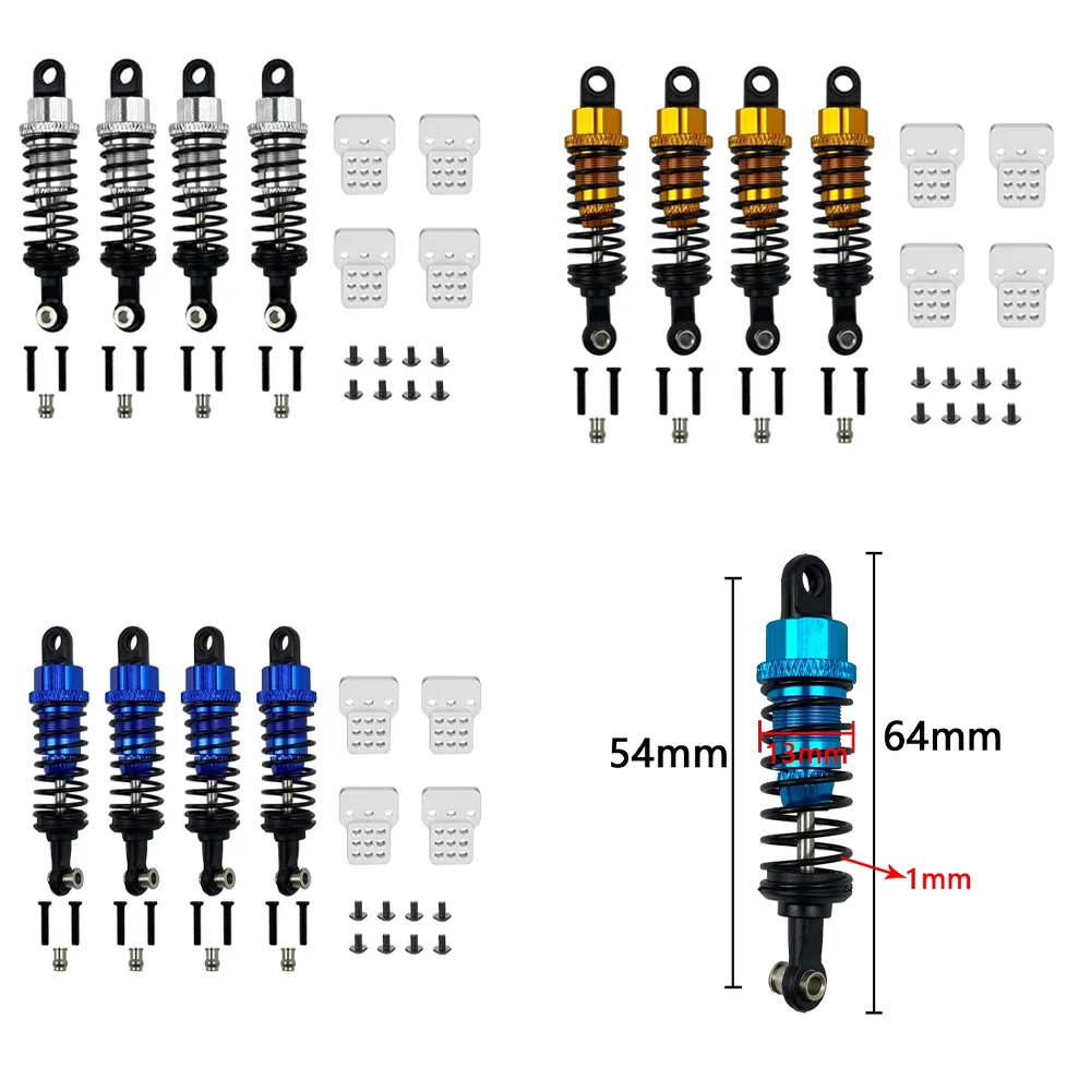 

4PCS Oil - Filled Metal Shock Absorbers with Shock Tower - Adjustable Upgrade for WPL C14/C24/MN D90/D91/MN99/MN99S 1/10 RC Cars
